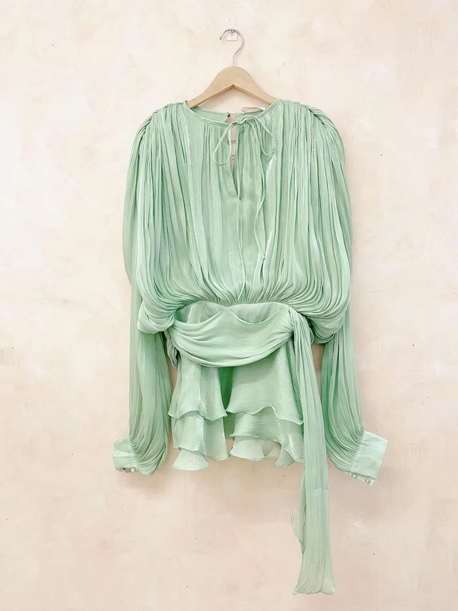 Beatrice Blouse/Mini Dress (with nude shorts)