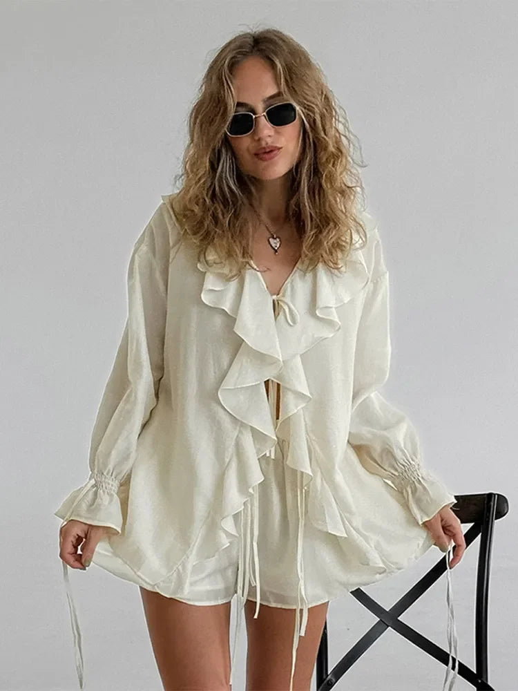 Suzanne Chiffon Set (Blouse/Shorts)