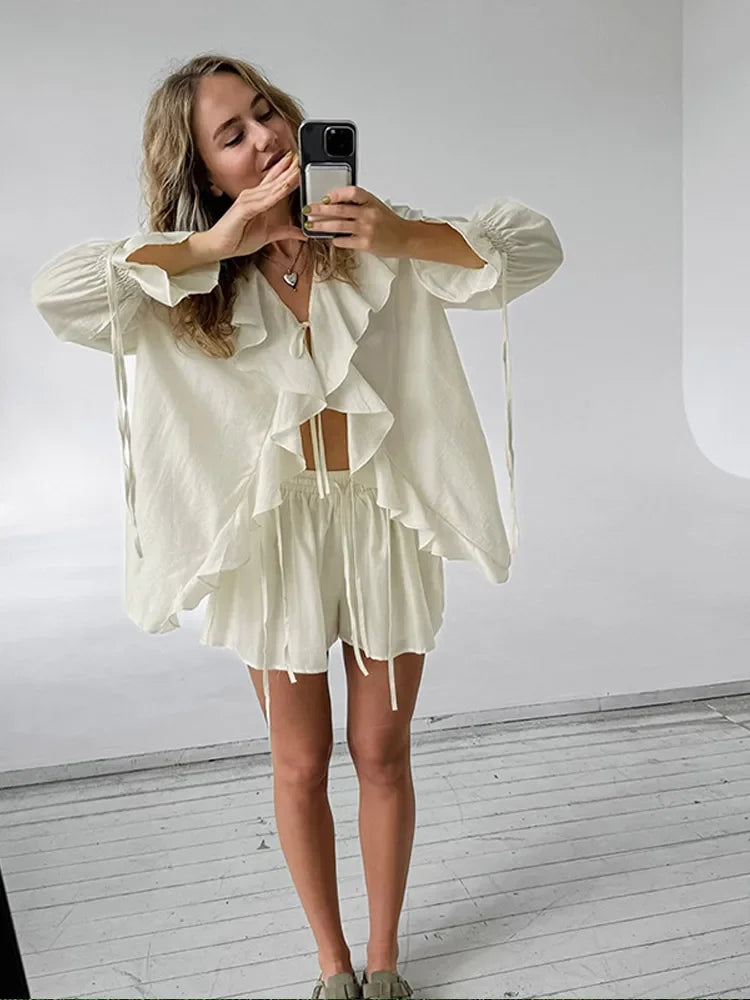 Suzanne Chiffon Set (Blouse/Shorts)