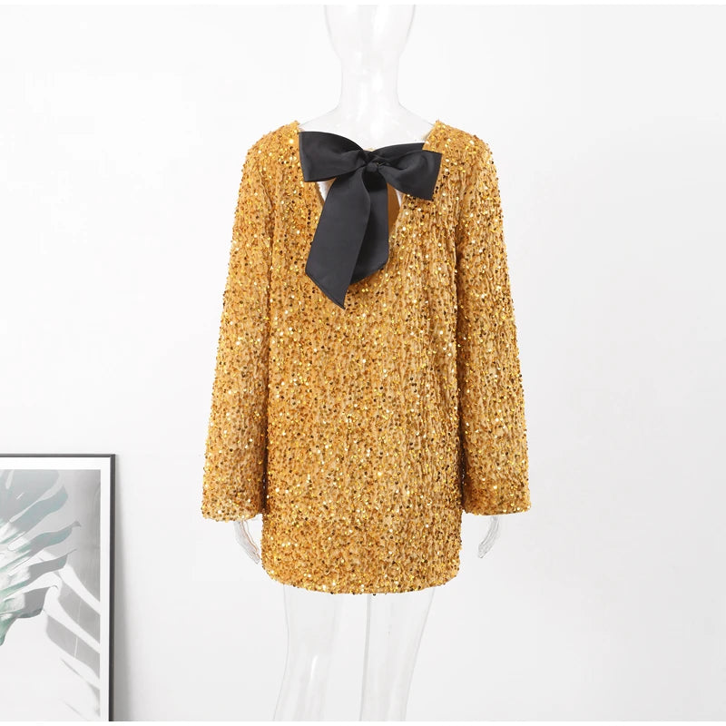 Shiny Party Dress With bow