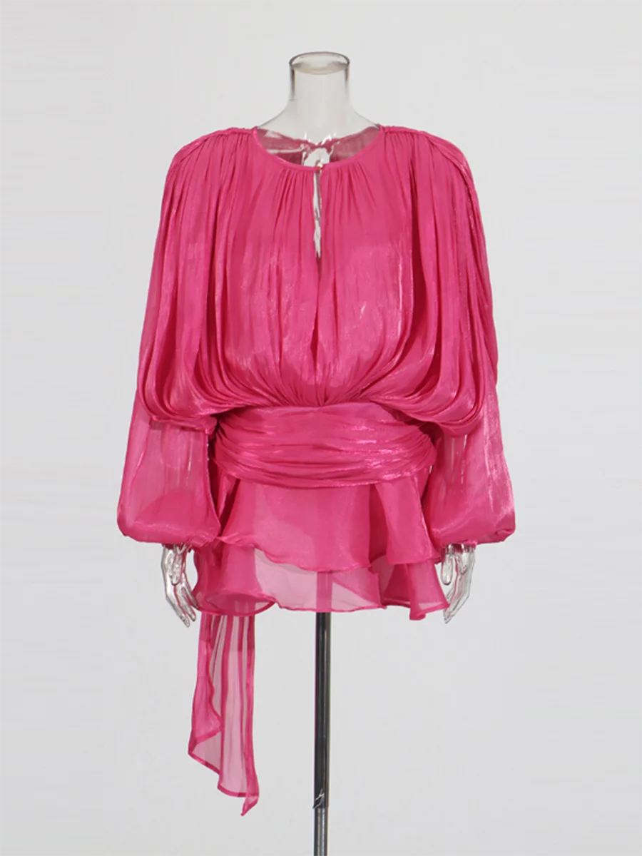 Beatrice Blouse/Mini Dress (with nude shorts)