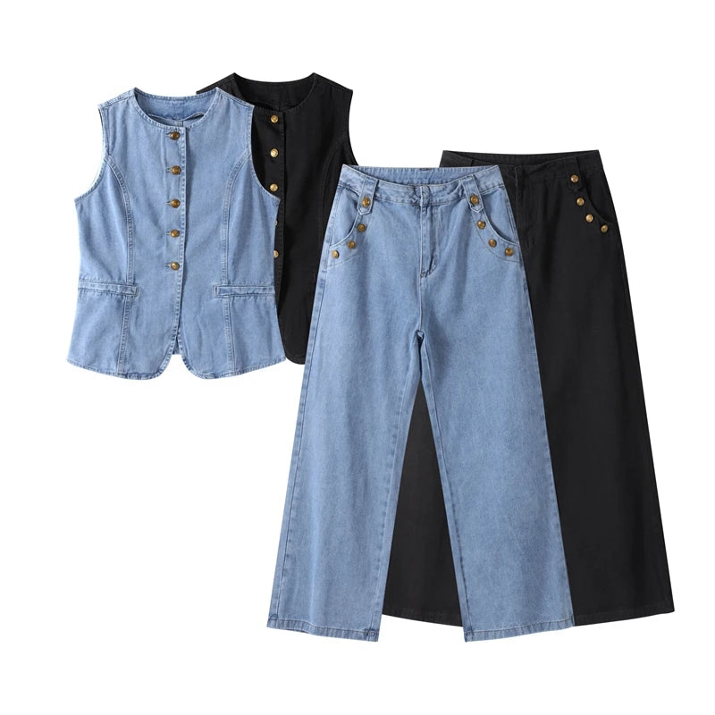 Patricia Denim Set (Vest/Pants)