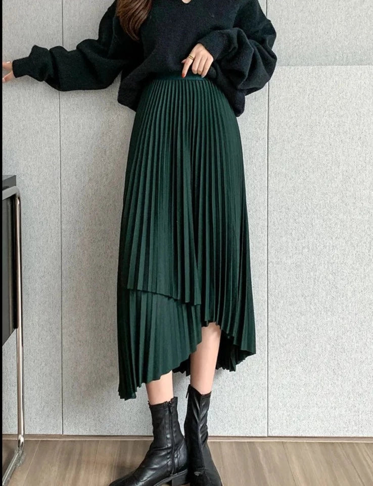 Asymmetrical Pleated Skirt