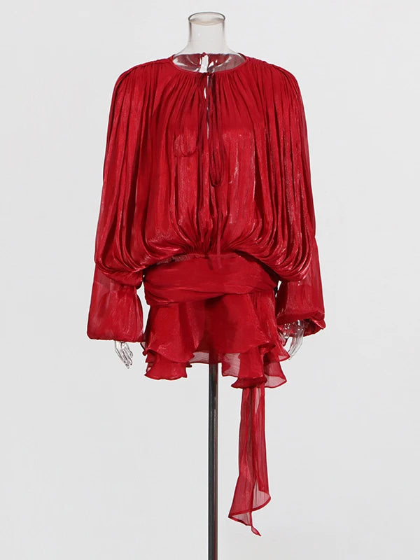 Beatrice Blouse/Mini Dress (with nude shorts)