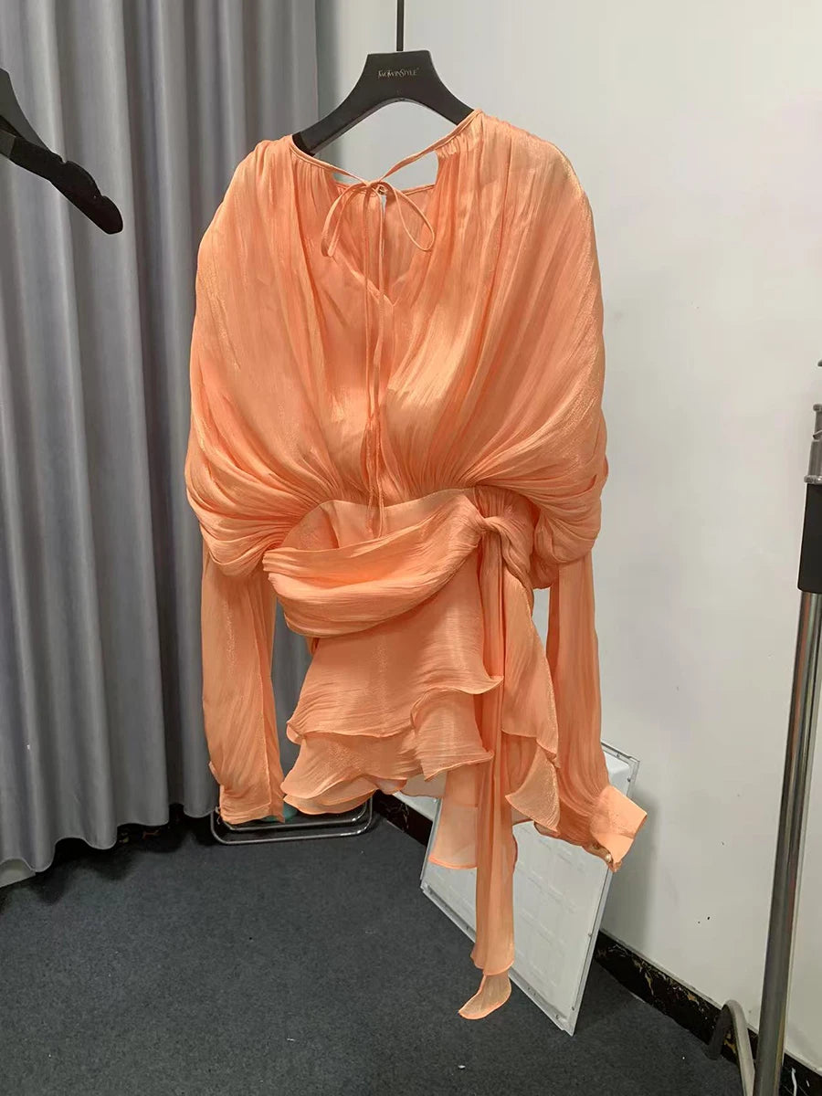 Beatrice Blouse/Mini Dress (with nude shorts)