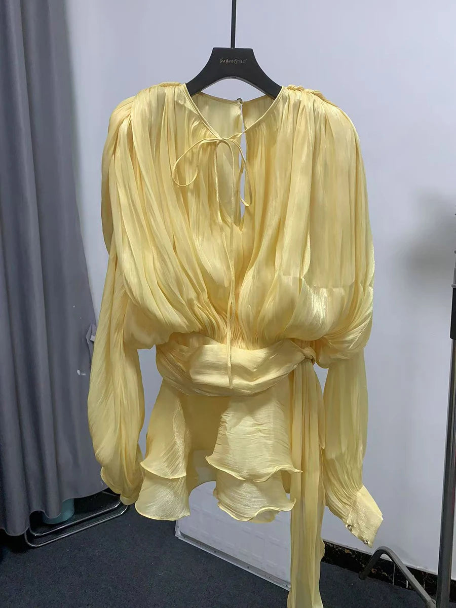 Beatrice Blouse/Mini Dress (with nude shorts)