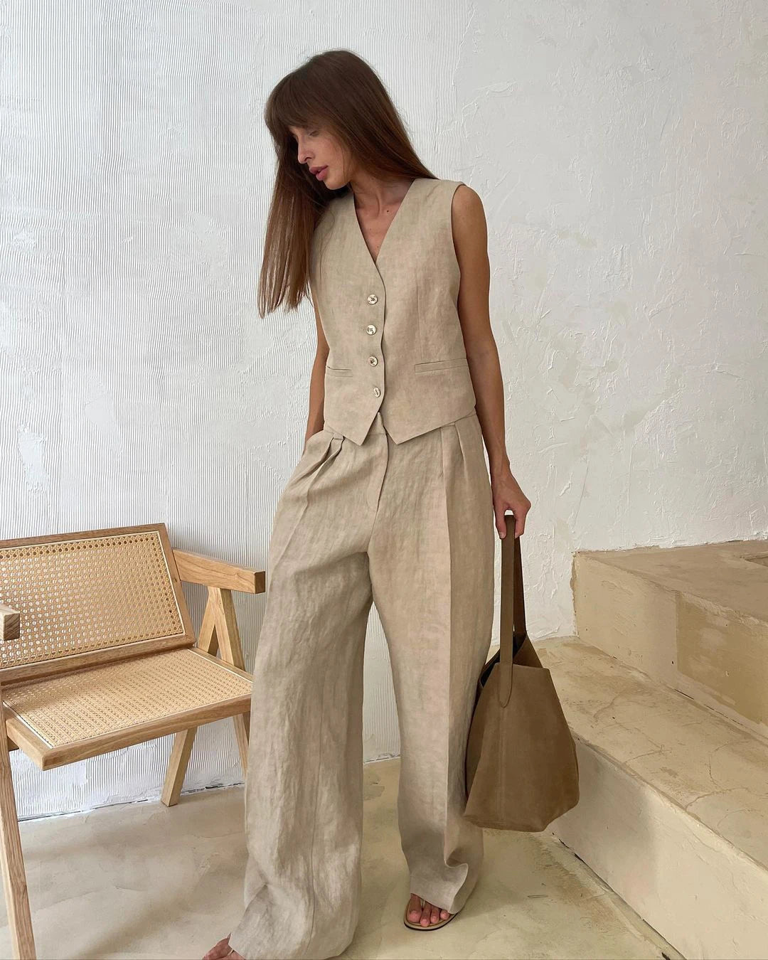Rebecca Linen Set (Vest/Pants)