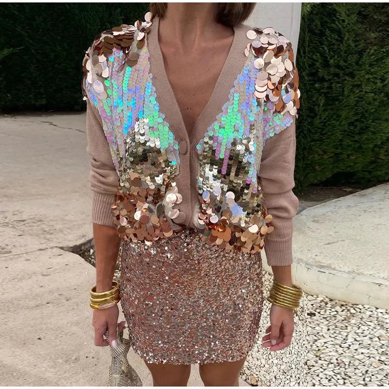 Amanda Sequins Knitted Cardigan