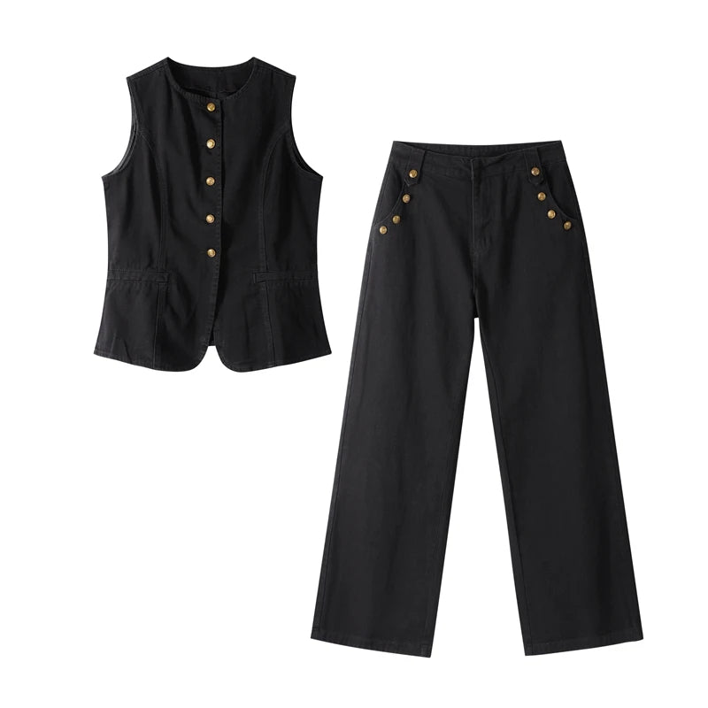 Patricia Denim Set (Vest/Pants)