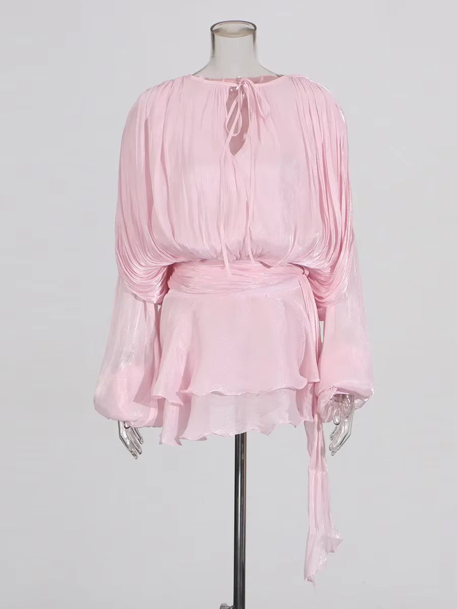 Beatrice Blouse/Mini Dress (with nude shorts)