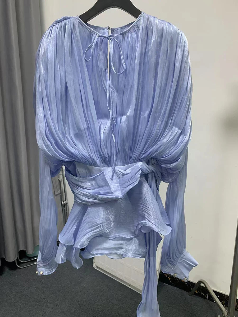 Beatrice Blouse/Mini Dress (with nude shorts)