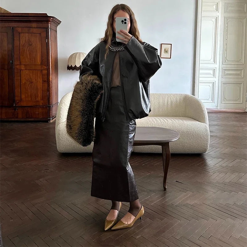 Nancy Leather Set (Coat/Skirt)