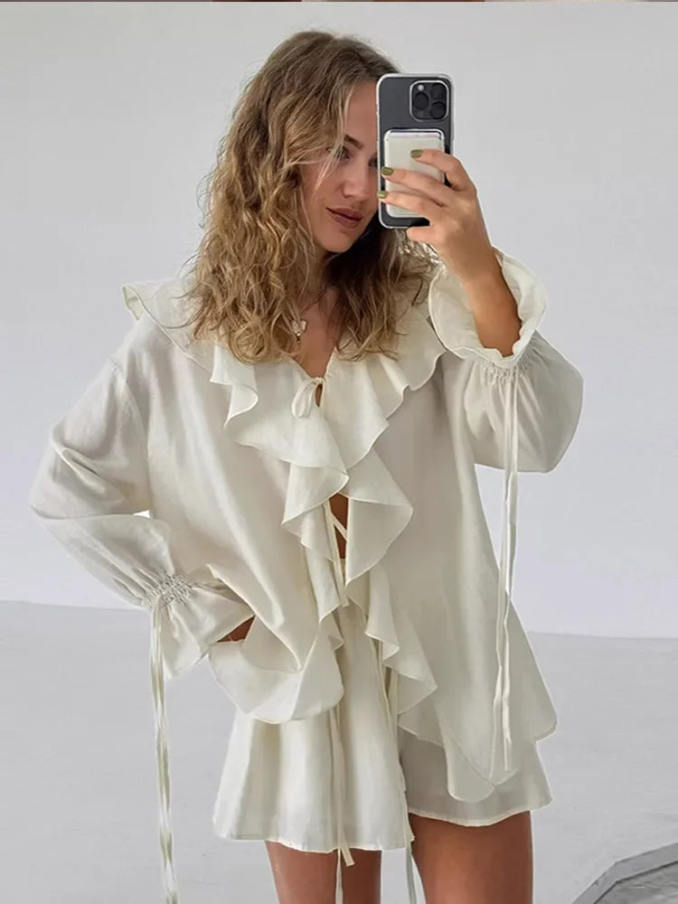 Suzanne Chiffon Set (Blouse/Shorts)