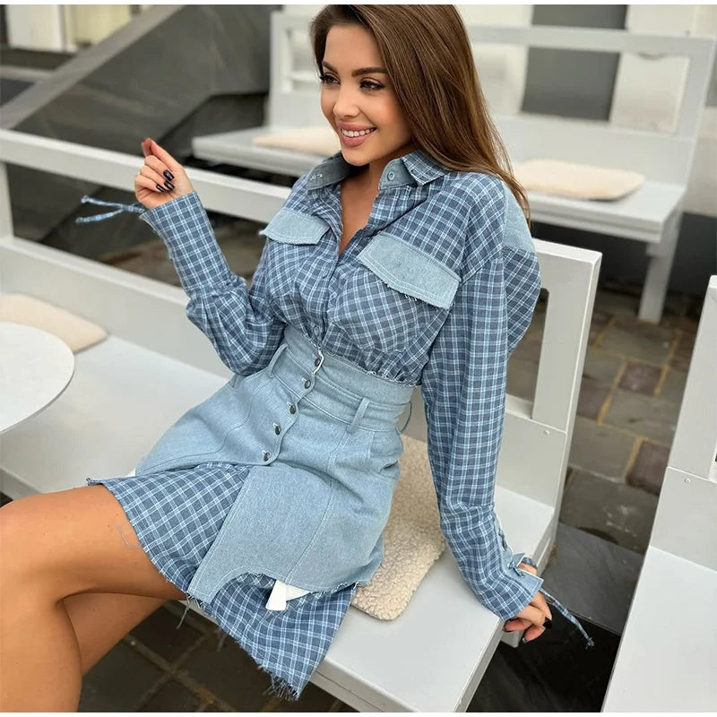 Jean Denim Set (Shirt/Skirt)