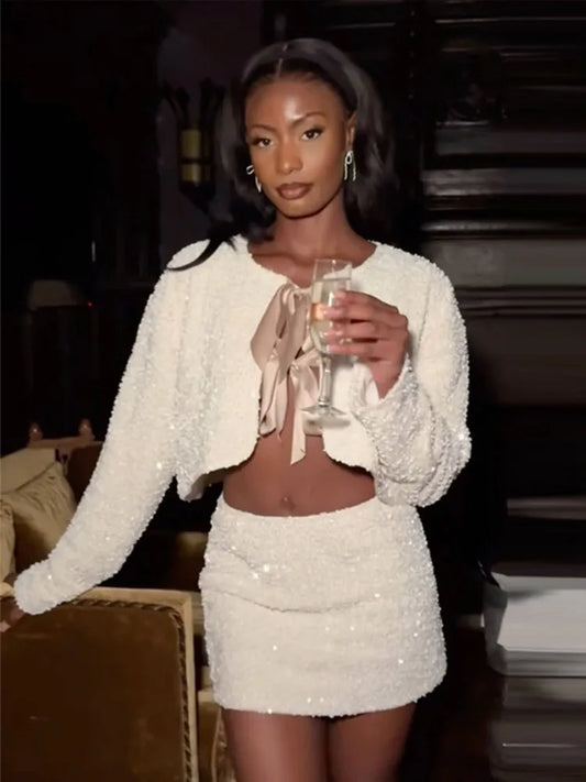Susan Sequin Set (Cardigan/Skirt)