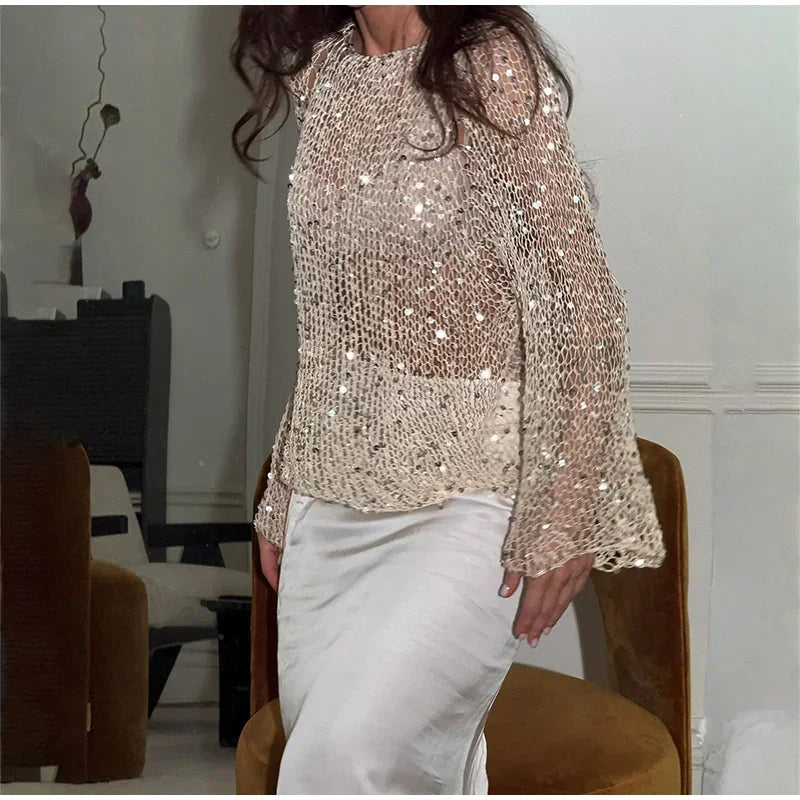 Heather Sequin Sweater