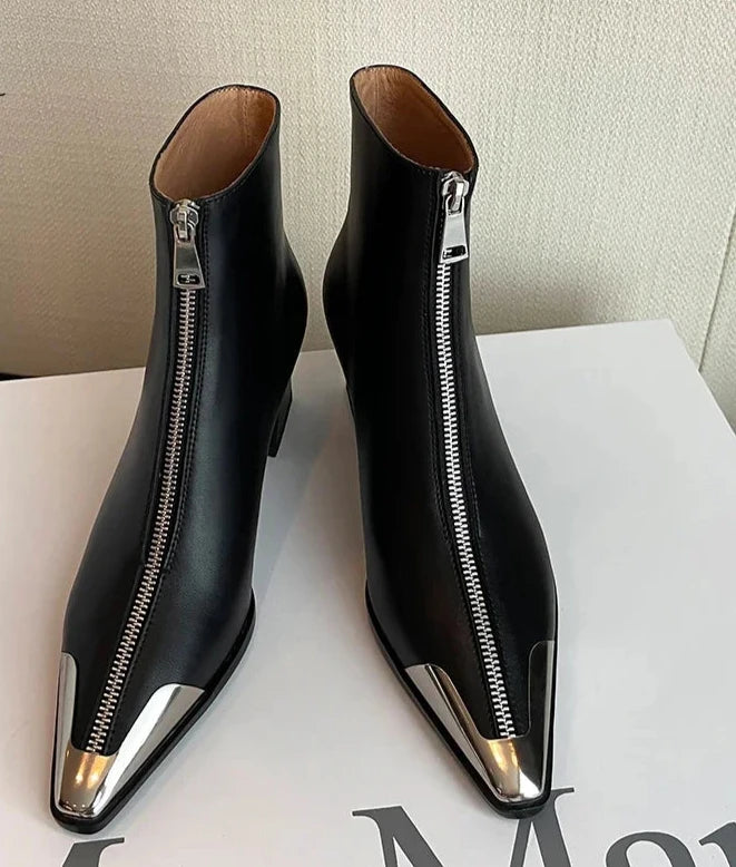 Lynn Zippers Boots  (Genuine Leather)