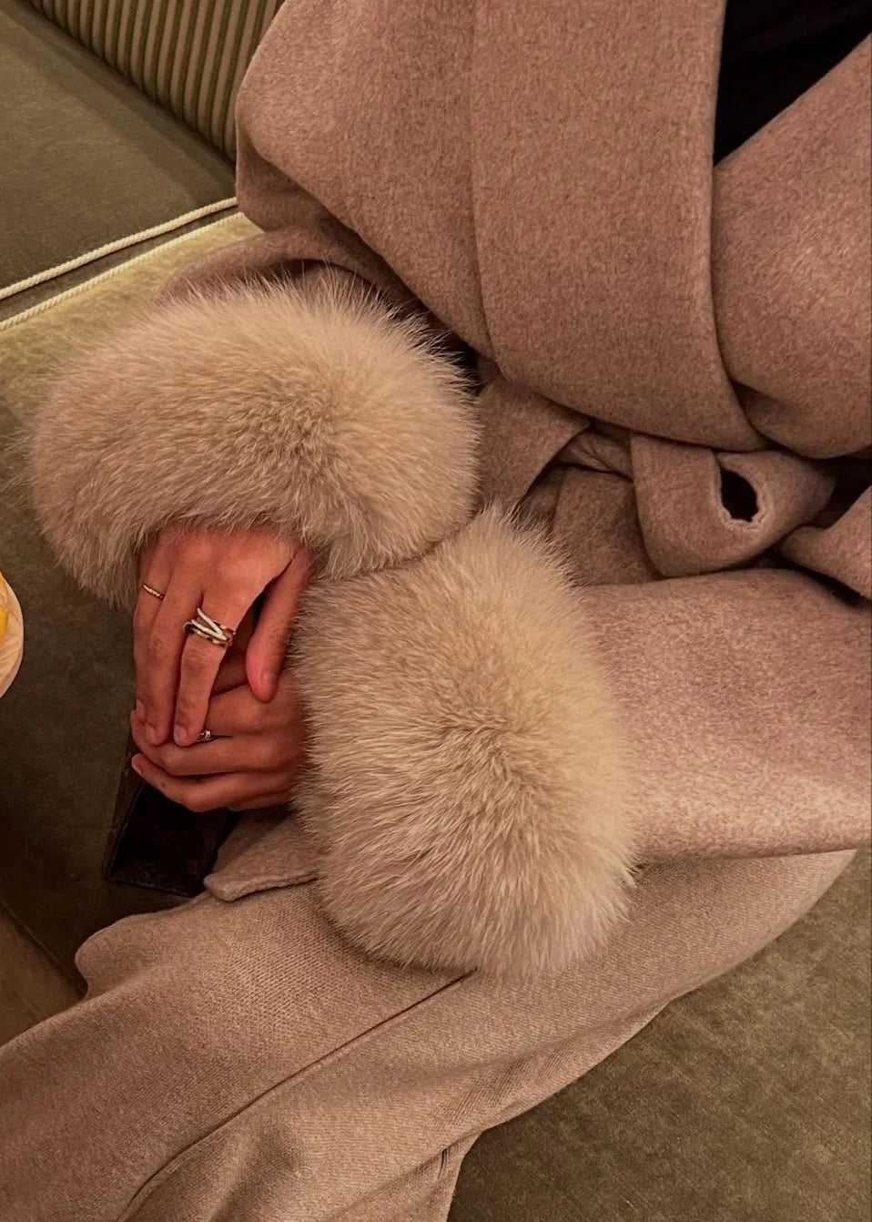 Heather Woolen Coat With Fur