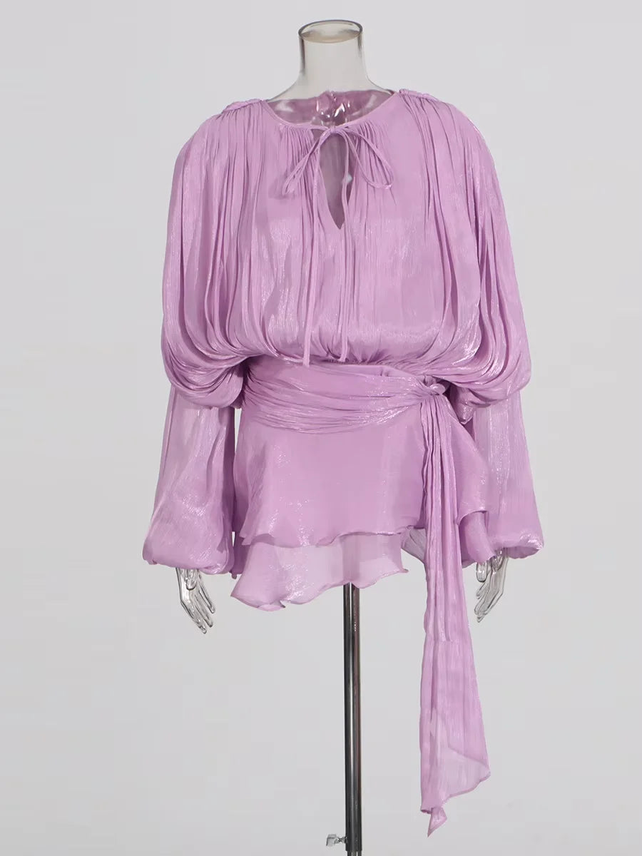 Beatrice Blouse/Mini Dress (with nude shorts)