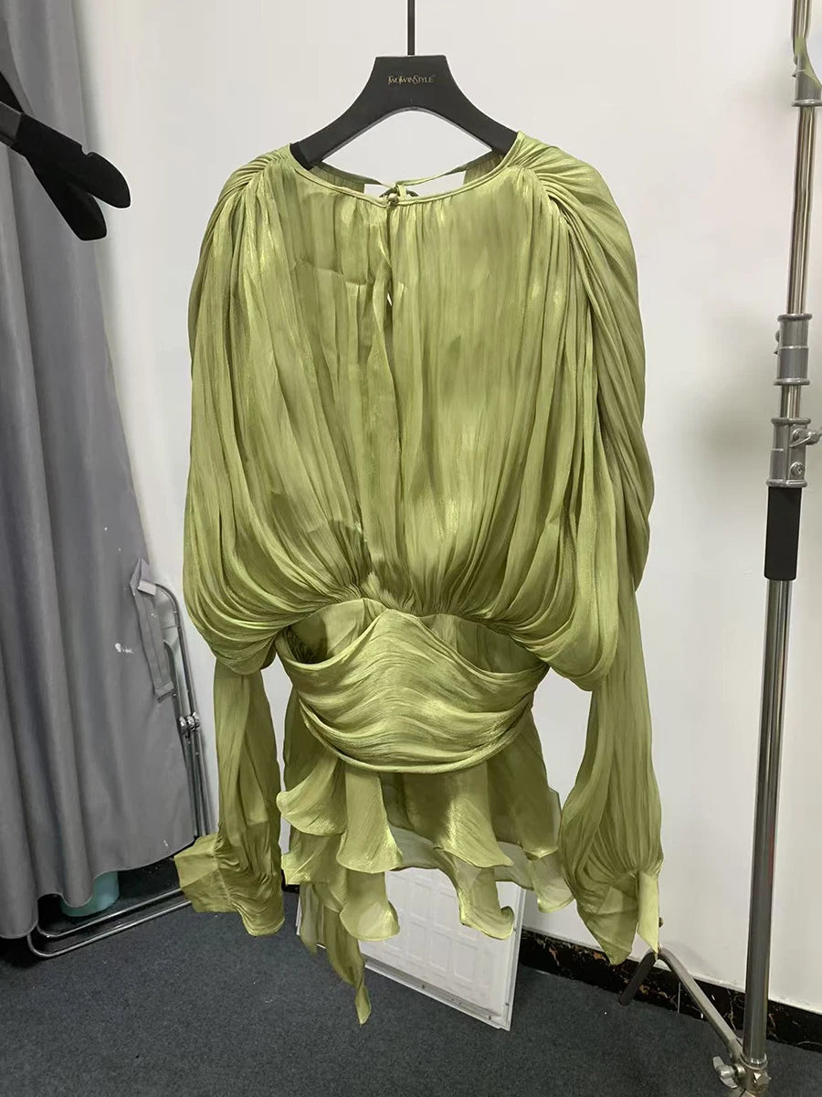 Beatrice Blouse/Mini Dress (with nude shorts)