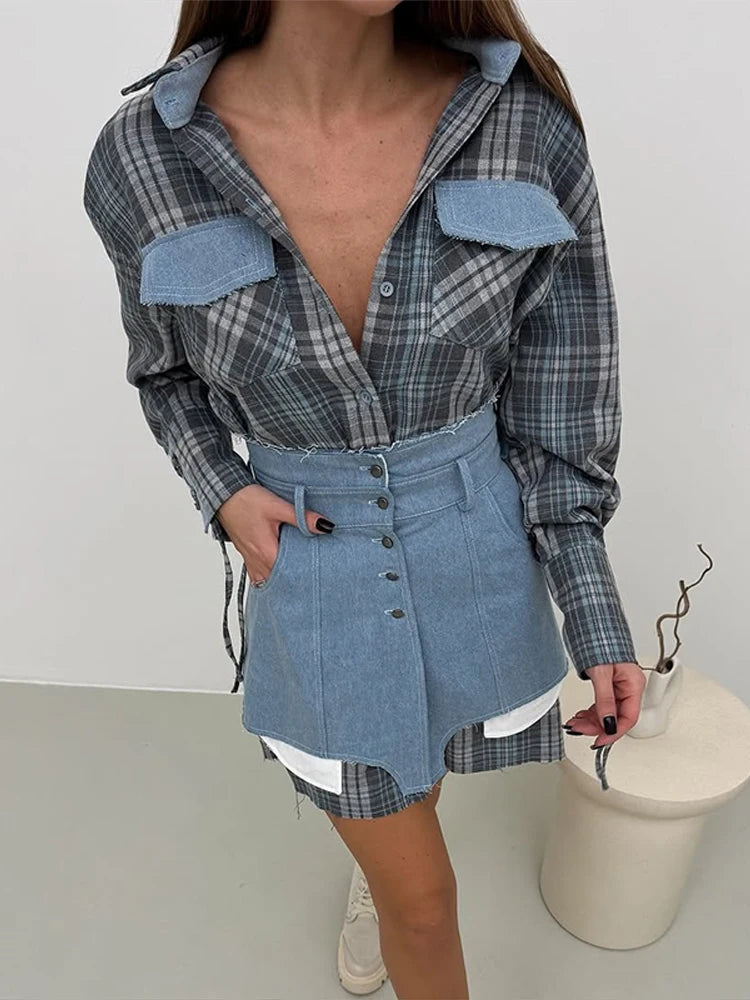 Jean Denim Set (Shirt/Skirt)