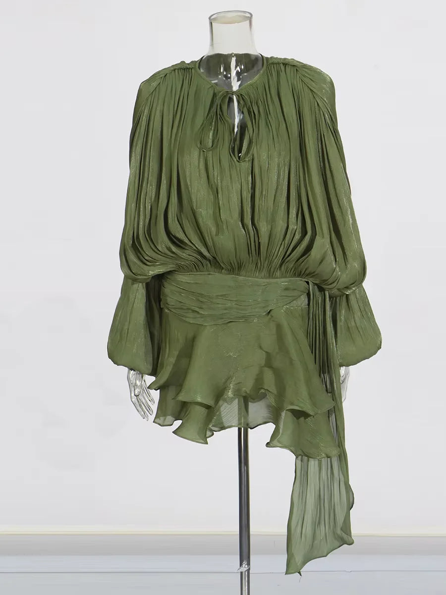 Beatrice Blouse/Mini Dress (with nude shorts)