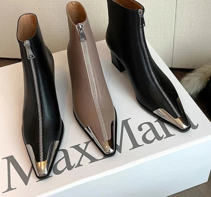 Lynn Zippers Boots  (Genuine Leather)