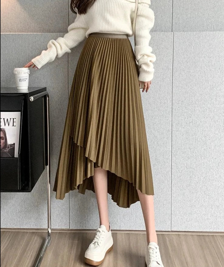 Asymmetrical Pleated Skirt