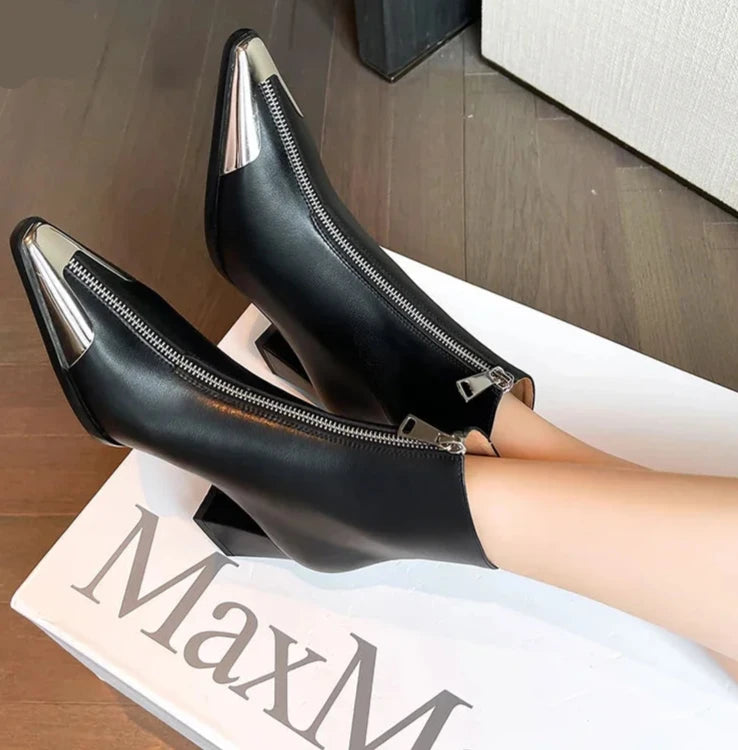 Lynn Zippers Boots  (Genuine Leather)