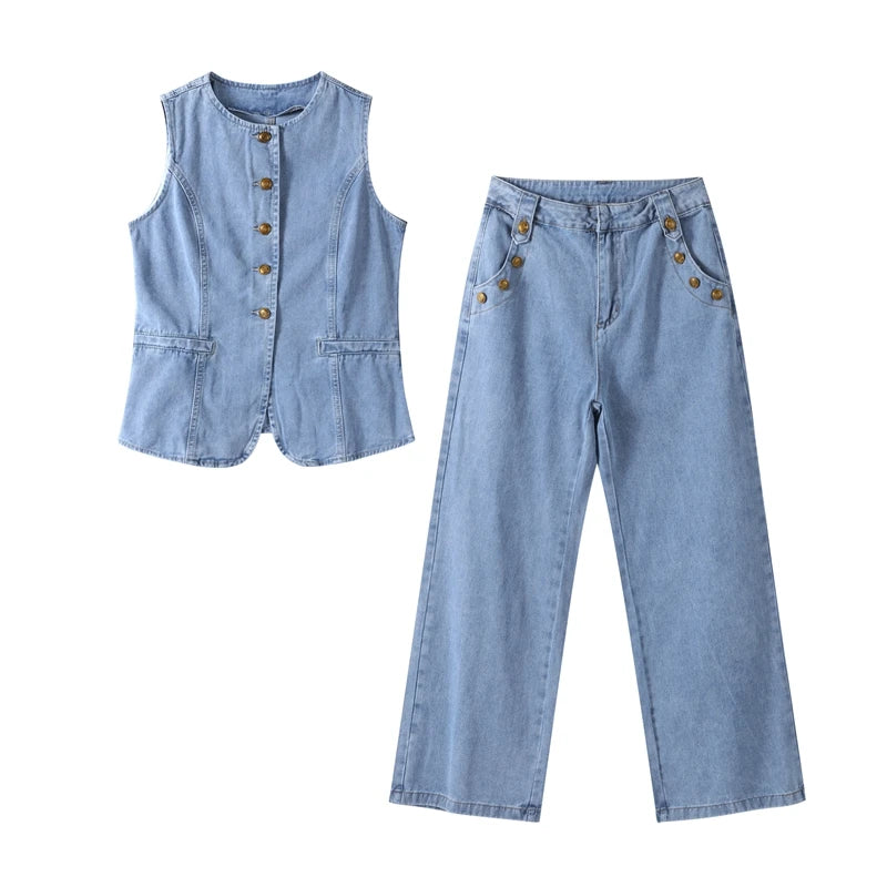 Patricia Denim Set (Vest/Pants)