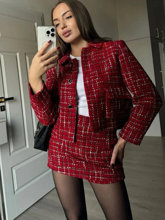 Melissa Tweed Suit (Jacket/Skirt-shorts)