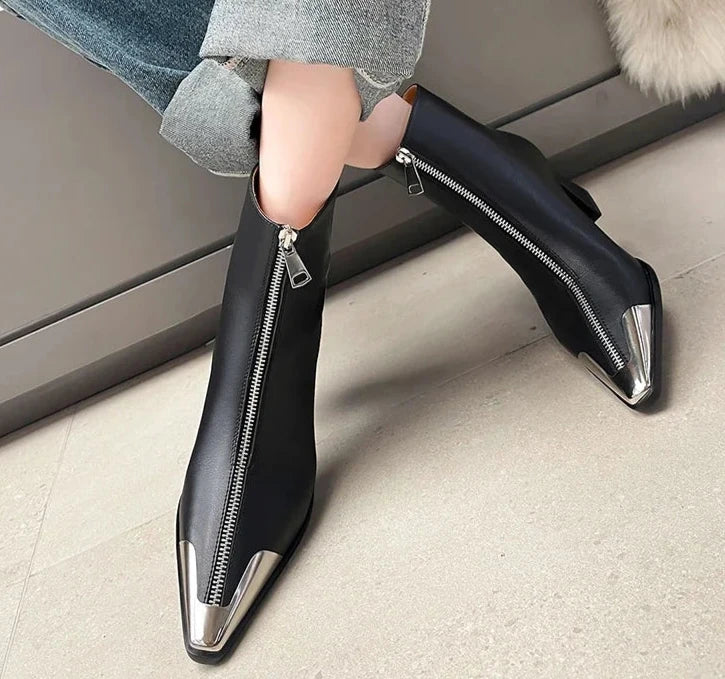 Lynn Zippers Boots  (Genuine Leather)