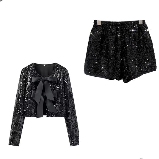 Anna Sequins Set (Cardigan/Shorts)