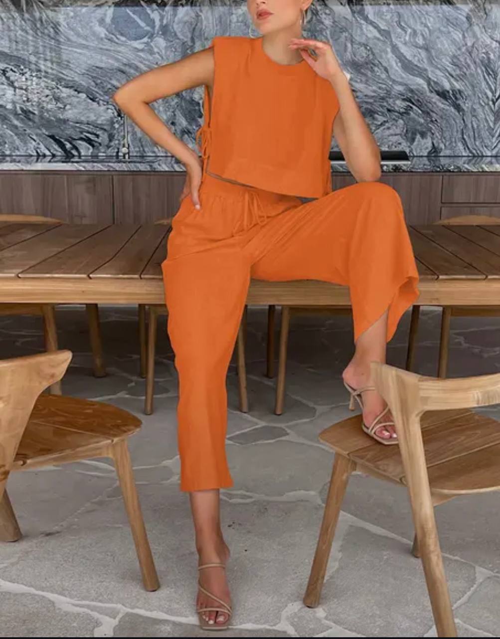 Agnes Linen Set (Crop-Tops/Pants)