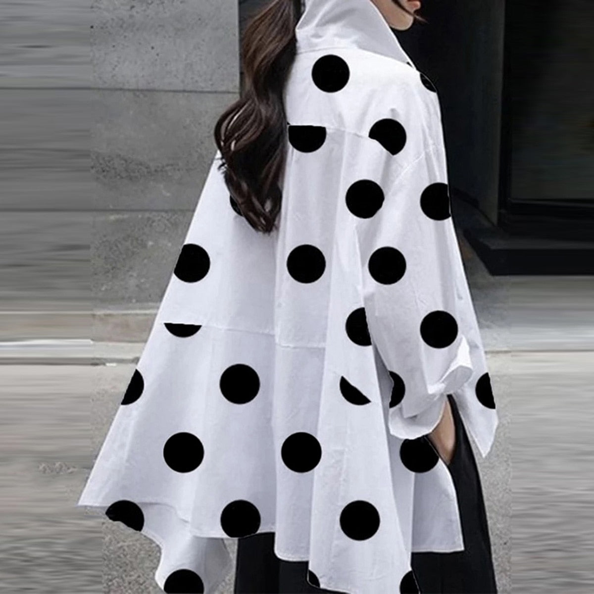 Miranda Asymmetric Blouse Polka Dot