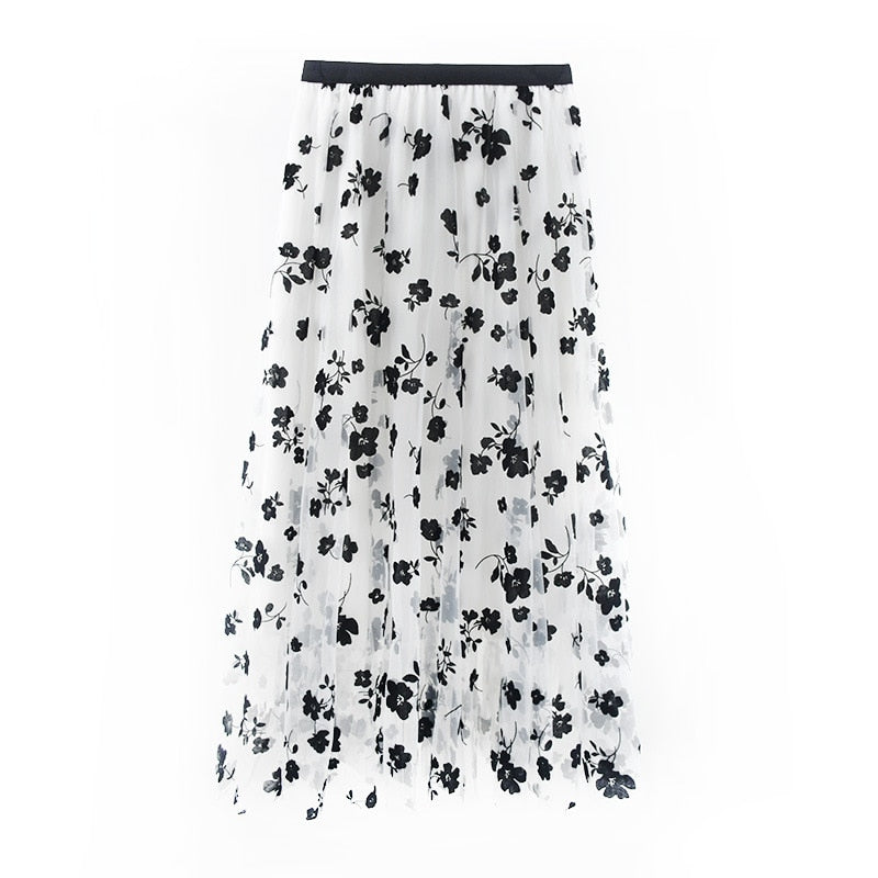 Flowers Midi Skirt