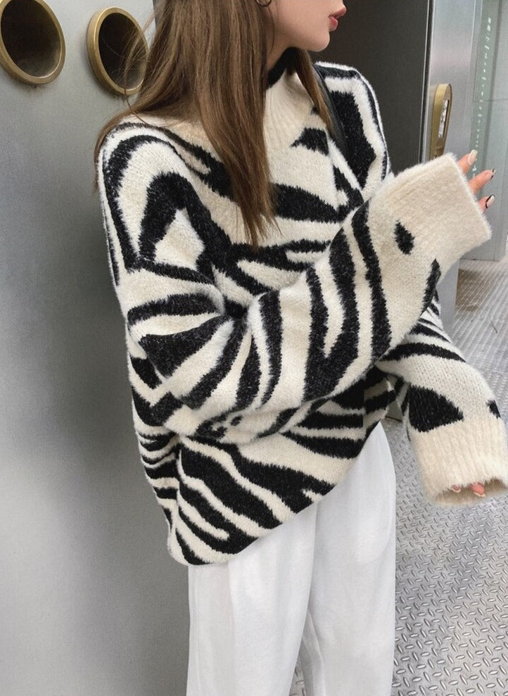 Zebra Print Oversize Sweater