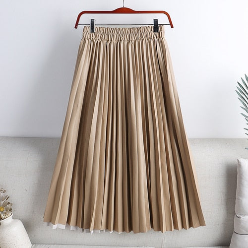 Crystal Pleated Midi Skirt