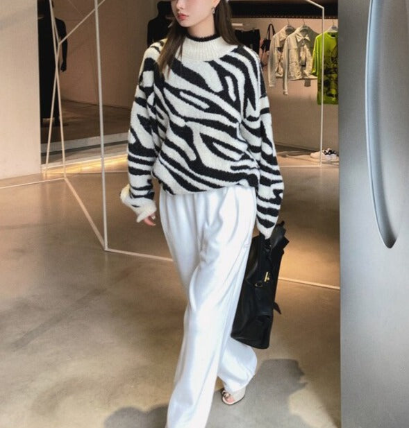 Zebra Print Oversize Sweater