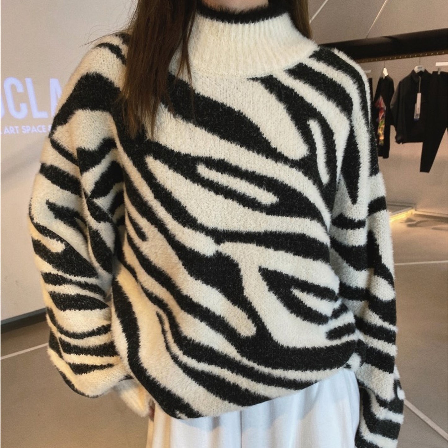 Zebra Print Oversize Sweater