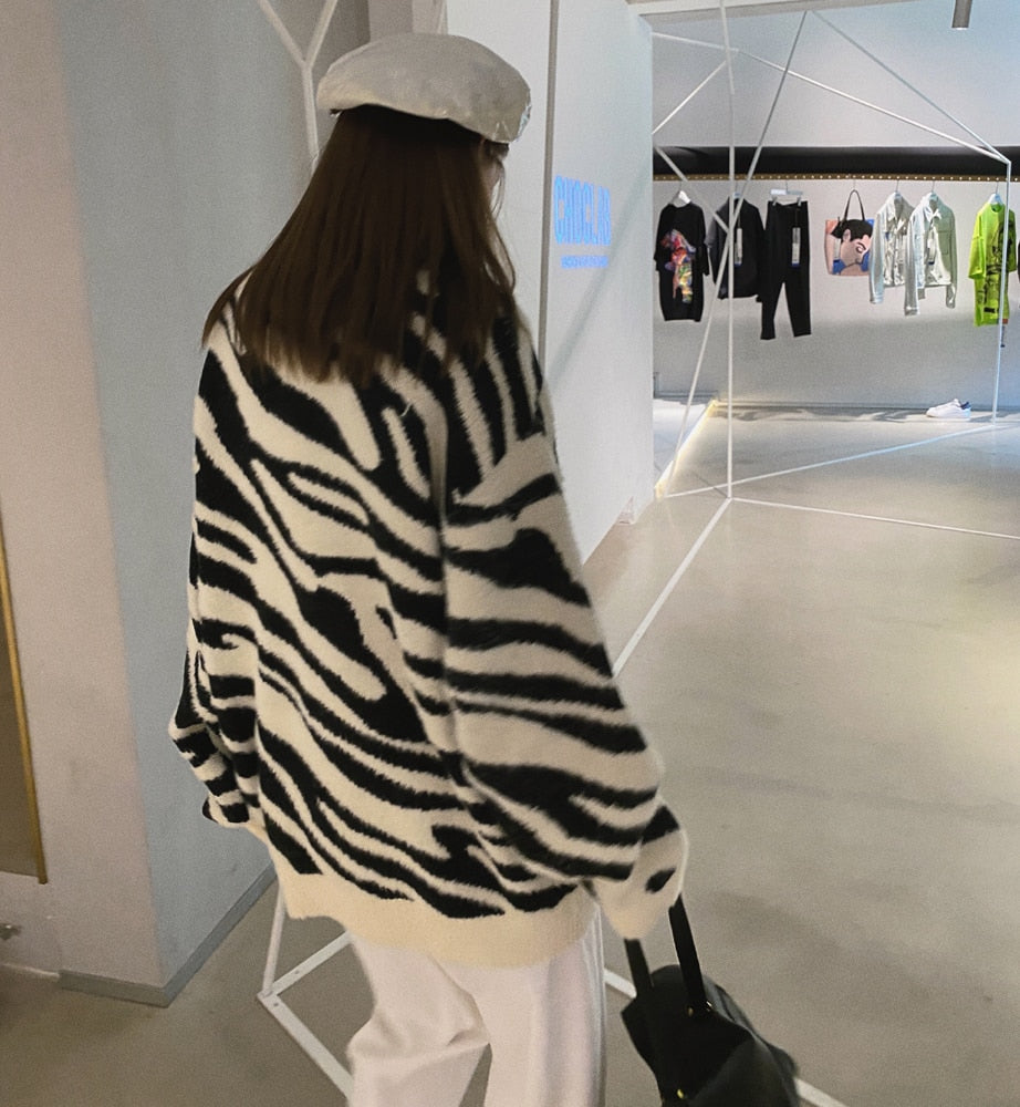 Zebra Print Oversize Sweater