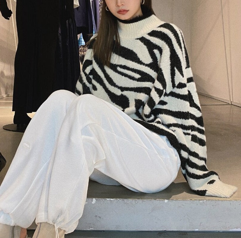 Zebra Print Oversize Sweater