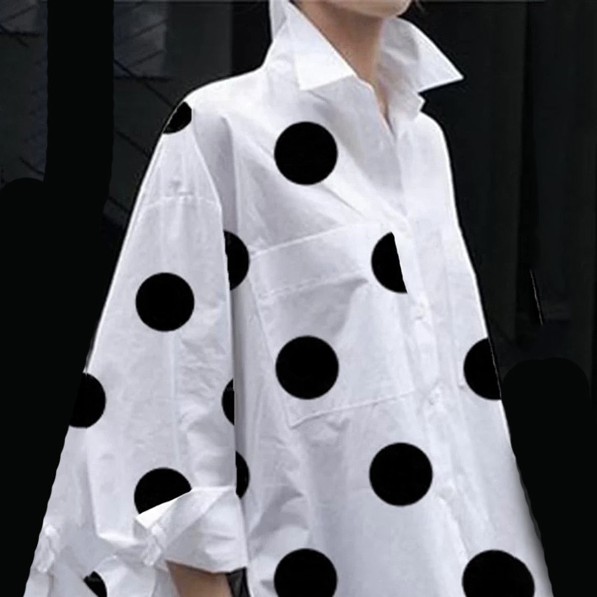 Miranda Asymmetric Blouse Polka Dot