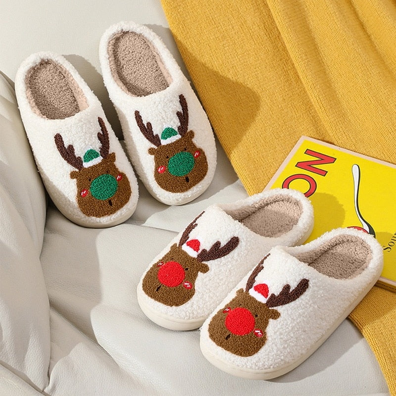 Christmas Deer Cotton Slippers