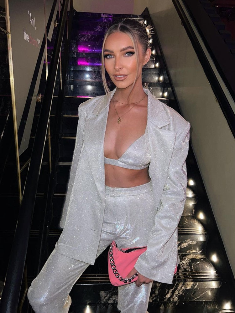 Rose Glitter Set (Pants/Jacket/Top)