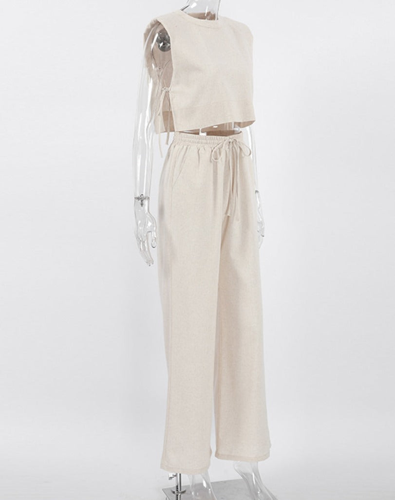 Agnes Linen Set (Crop-Tops/Pants)