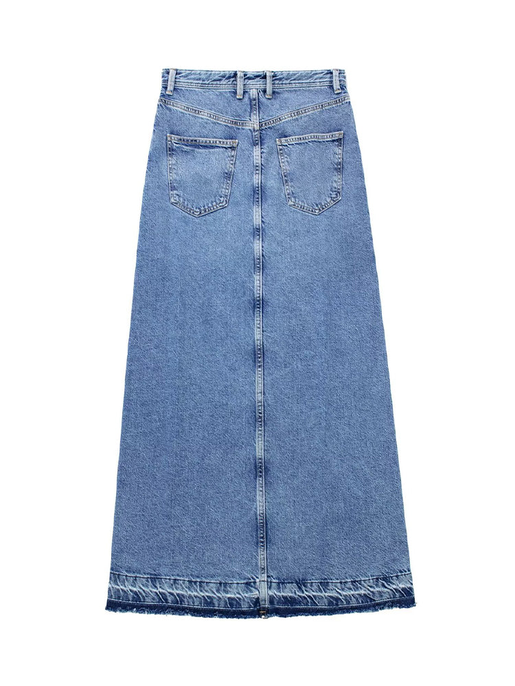 Vintage Denim Maxi Skirt