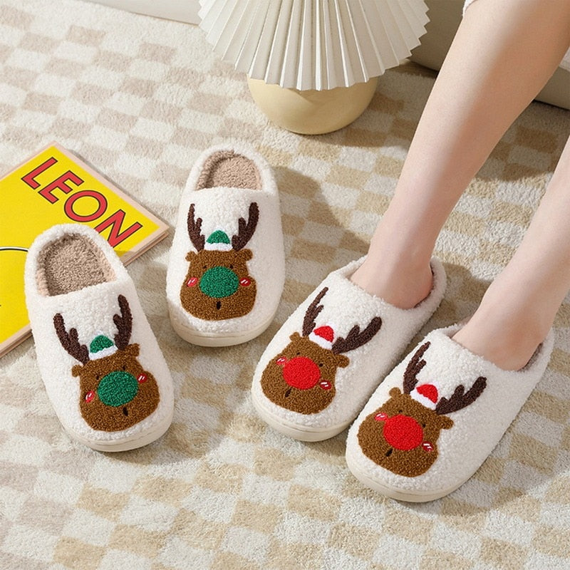 Christmas Deer Cotton Slippers