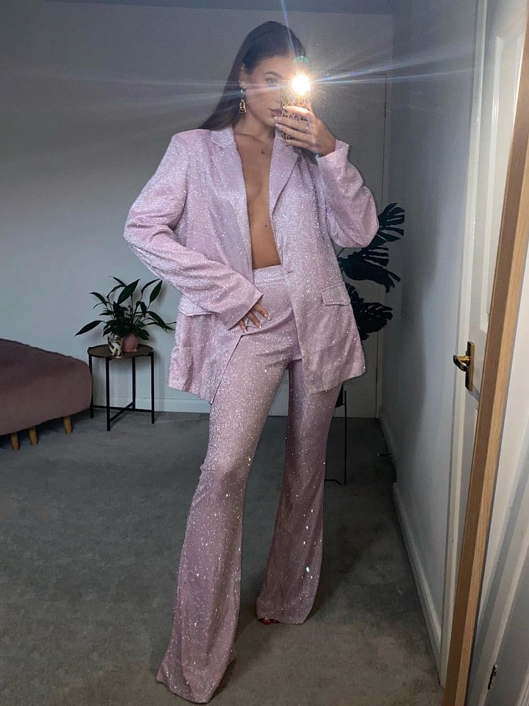 Rose Glitter Set (Pants/Jacket/Top)