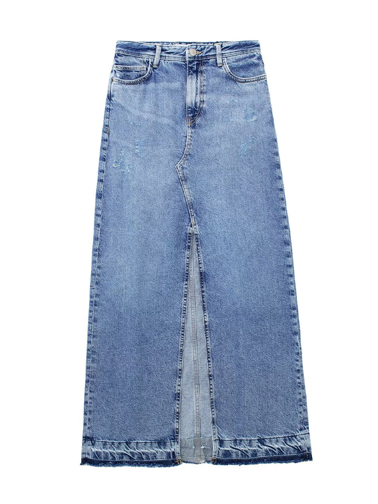 Vintage Denim Maxi Skirt